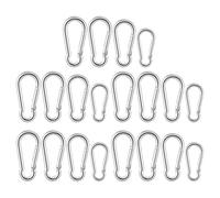 Healeved Lot de 20 Mousquetons à Ressort en Acier Inoxydable Sécurité Verrouillage Tailles M4 M5 M6 Mousquetons Robustes pour Escalade Randonnée et Camping en Plein Air