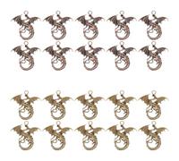 Healeved Lot de 20 Pendentifs Dragon en Alliage Vintage 10 Pièces Bleu Ancien 10 Pièces Rouge Ancien Charms de Dragon pour Hommes Bijoux DIY Décoration Artisanale et Bracelets