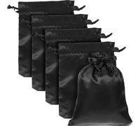 Healeved Lot de 20 Pochettes en Satin Noir 20x15 Cm Cordon de Serrage, Paquet Présents pour Bijoux, Emballage pour Mariage, Shower et Fêtes, Sachets Pratiques et Élégants