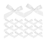 Healeved Lot de 200 Mini nœuds en Ruban de Satin Blanc pré-noués, pour la Couture, l'emballage de Cadeaux, Les décorations de Mariage, Les fêtes prénatales, Noël et Les fêtes de Fin