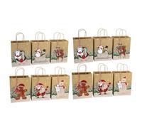 Healeved Lot de 24 Paquet Fourre-Tout Noël en Papier Kraft à Fond Carré Motifs Animaux Format Moyen Emballage Présent Pratique et Résistant pour Fêtes et Courses Papier Sûr et