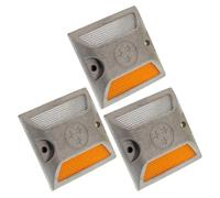 Healeved Lot de 3 Balises D’Allée Réfléchissantes en Aluminium Coulé Remplissage Sable Marquage de Chaussée Jaune et Blanc Résistantes aux Intempéries Haute Visibilité pour Routes