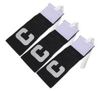 Healeved Lot de 3 Brassards de Capitaine Noirs en Nylon Résistants à l'usure, Bande Ajustable Pratique pour Football Professionnel, Accessoire Équipe Sport Collectif, Usage