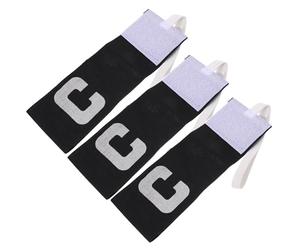 Healeved Lot de 3 Brassards de Capitaine Noirs en Nylon Résistants à l'usure, Bande Ajustable Pratique pour Football Professionnel, Accessoire Équipe Sport Collectif, Usage