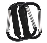 Healeved Lot de 3 Crochets pour Poussette en Alliage D'aluminium, Noirs, Portables et Faciles à Installer, pour Courses et Laisse de Chien