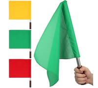 Healeved Lot de 3 Drapeaux de Commandement en Coton Polyester Manche en Acier Inoxydable, Multifonction et Portables Conduite du Trafic Courses