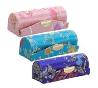 Healeved Lot De 3 Étuis à Rouge à Lèvres Chinois en Tissu Tissé, Petit Format, Décoratifs, pour Femmes, Essentiels du Paquet à Main, pour Voyage Et Rangement Cosmétique