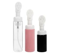 Healeved Lot de 3 Flacons Moussants Rechargeables Brosse, 80 Ml Transparent 50 Ml Rose 30 Ml Noir, Flacons de Voyage pour Nettoyant Visage et Gel, Récipient Cosmétique Couleur Aléatoire