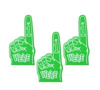 Healeved Lot de 3 Mains en Mousse EVA Vertes Accessoires de Pom-Pom Girl Numéro 1 pour Supporter Grosse Main Légère et Confortable pour Événements Sportifs et Esprit d'Équipe