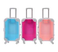 Healeved Lot de 3 Mini-Boîtes Valises en Plastique Petit Format Rose Fuchsia et Bleu Pastel Étuis Porte-Bijoux de Voyage Boîte à Dragées Décorative Organisateur Compact pour Bijoux et