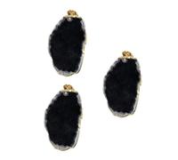 Healeved Lot de 3 Pendentifs en Pierre D’Agate Noire Plaquée Or Accessoires Bijoux DIY Mini Anneau Formes Irrégulières pour Décoration Pendentif Collier Bracelet et Carillon Éolien