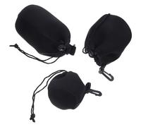 Healeved Lot de 3 Pochettes de Protection pour Lentilles en Néoprène Cordon Coulissant et Mousqueton, Étui pour Objectifs Photo Résistants pour Usage Extérieur