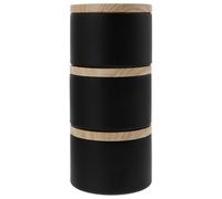 Healeved Lot de 3 Pots à Bougies en Fer Blanc Couvercle Effet Bois Boîtes Métalliques Rondes Noires Contenant à Bougies Artisanales pour Maison Parfumées Accessoires Décoratifs