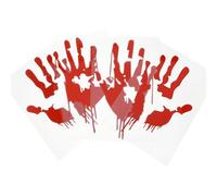 Healeved Lot de 4 Autocollants de Voiture Réfléchissants Motif Empreintes de Mains Ensanglantées, Autocollants Décoratifs Halloween Rouge, Auto-adhésifs et Réutilisables, pour Pare-Chocs