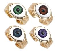 Healeved Lot de 4 Bagues Ouvertes et Réglables en Alliage Cuivre Doré Style Hip Hop Punk pour Hommes et Femmes Bagues le Mauvais Œil Bijoux Esthétiques et Gothiques pour Fête et Usage