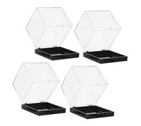 Healeved Lot De 4 Boîtes De Présentation Pour Spécimens Minéraux - Boîte Carrée En Cristal Avec Base Transparente Étui De Rangement Pour Pierres Précieuses Pour La Présentation De