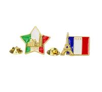 Healeved Lot De 4 Broches Créatives Femme, Décoration D’accessoires De Costume, Petit Format, Métal Solide, Style Mixte, Pour Tenue Décontractée, Design Architectural Et Drapeaux, Présent Original