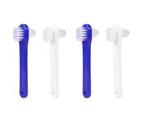 Healeved Lot de 4 Brosses à Prothèse Dentaire Double Face Poils en Nylon Fermes Manche Antidérapant Blanc et Bleu Nettoyage Précis pour Dentier Outil Portable pour Entretien Quotidien