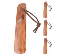 Healeved Lot de 4 chausse-pieds en bois 15 cm - Aide pratique pour enfiler chaussures - Tire-bottes rustique avec sangle - Accessoire pour chaussures, idéal seniors et femmes enceintes