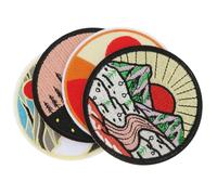 Healeved Lot de 4 Écussons Thermocollants en Tissu Brodé Patchs de Réparation Décoratifs Ronds Multicolores pour Vêtements Paquet et Chapeaux Adaptés à la Couture Relooking Textile