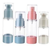 Healeved Lot de 4 Flacons Cosmétiques Airless 30ml et 15ml, Pompe à Presser sans Air, Flacons Lotion et Spray Rechargeables pour Voyage, Récipient Soin Visage Mains Couleur Aléatoire