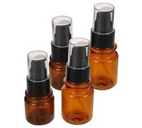 Healeved Lot de 4 flacons cosmétiques réutilisables : distributeur de lotion rechargeable de 40 ml et 60 ml avec pompe - Mini contenants marron clair - Pots de soins portables pour liquides,