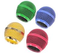 Healeved Lot de 4 Grilles Métalliques Colorées pour Microphone - Accessoires de Remplacement Tête de Microphone - Cache-Microphone Anti-Interférences sans Fil - Or Rose Vert Bleu Ciel
