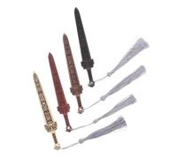 Healeved Lot de 4 Marque-Pages en Bois Forme avec Clip et Pompons Colorés Style Chinois Vintage pour Lecture Création Bijoux et Présents Artisanaux