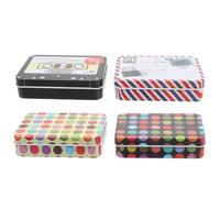 Healeved Lot de 4 Mini Boîtes Rectangulaires en Fer Couvercle à Charnière, Coloris, Boîte de Rangement Multifonction pour Cartes et Petits Objets, Compactes et Portables, pour Bureau