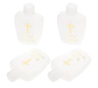Healeved Lot de 4 Mini Bouteilles d'eau Bénite Catholique en Verre 60Ml Bouteilles d'Apothicaire Rechargeables pour Décoration Table Baptême Mariage et Fêtes Religieuses