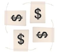 Healeved Lot de 4 Paquet Présents en Toile Beige 16x22 Cm Cordon, Pochettes à Billets et Jetons pour Rangement Portable, Petites Pochettes Pirates pour Voyages et Organisation D'argenté