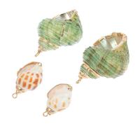 Healeved Lot de 4 Pendentifs Coquillages à Bordure Dorée Accessoires DIY pour Bijoux Décoration Suspendue de Coquillage pour Bracelets Colliers et Boucles D’Oreilles Matériel de
