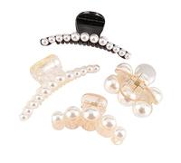 Healeved Lot De 4 Pinces à Cheveux Perles Artificielles, Tailles Petites Et Moyennes, Antidérapantes, Pour Femmes, Coiffure Quotidienne, Tenue Ferme Dommage