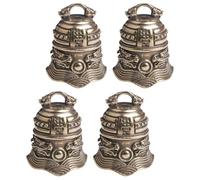 Healeved Lot de 4 Porte-Clés Cloches Suspendues en Laiton Rétro Motif Dragon Pendentifs Breloques Décoratives pour Artisanat Décoration DIY Chaîne Pendentif Présent Artistique