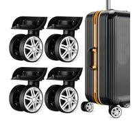 Healeved Lot de 4 roulettes pour Valise en Abs Noir Design Double-Roues, Direction Flexible et Robustesse pour Remplacement des Valises à roulettes
