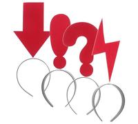 Healeved Lot De 4 Serrage-têtes Fantaisie Rouge Flèches, Points D'interrogation, Éclairs Et Points D'exclamation, Bandeaux Légers Pour Femme, Accessoires Cheveux Fête Et Déguisement