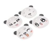 Healeved Lot de 4 Soucoupes Ménagères en Céramique Blanche et Noire Motif Panda, Mini Assiettes à Trempette pour Sauce Soja, Sel, Épices, la Cuisine, Pique-niques et Barbecue