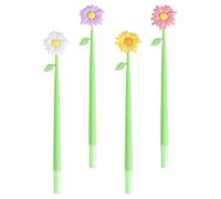 Healeved Lot de 4 Stylos Gel Mignons en Silicone Motif Fleur Taille Moyenne Couleurs Aléatoires Stylos D’écriture pour Étudiants et Bureau pour Signatures et Dessin Couleur Aléatoire