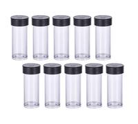 Healeved Lot de 40 Tubes de Stockage en Plastique Transparents pour Perles avec Bouchon Noir Bouteilles d'Essai Vides 25 X 55 CM Récipients Pratiques pour Rangement de Petites Pièces