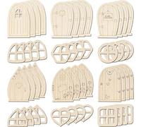 Healeved Lot de 48 Portes de Fées en Bois Khaki pour Projets DIY Sécurisés, Miniatures Créatives et Peinture, pour Décorations Artisanales