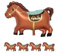 Healeved Lot de 5 Ballons en Aluminium 3d de Cheval Marron Debout, Décoration Ballon Anniversaire Western Cowboy, Fête Thème Équestre, Décorations Jardin Extérieur et Fête du Nouvel An