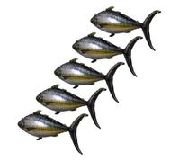 Healeved Lot de 5 Ballons Gonflables Forme Thon en Film D'aluminium Couleur Vive, Décorations Réutilisables pour Fête D'anniversaire, Thème Océan, Pêche et Plage