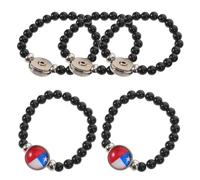 Healeved Lot de 5 bracelets de perles drapeau chilien : bijoux internationaux chics en perles pour femmes et filles - Bracelet portable en de verre, accessoire patriotique chilien.