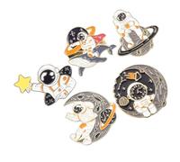 Healeved Lot de 5 Broches Astronaute Dessin Animé en Alliage, Décoration de Vêtements Unique, Ne Se Décolore Pas, pour Costumes et Écharpes Lors D'occasions Spéciales