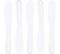 Healeved Lot de 5 Cuillères Cosmétiques Silicone Grand Format Spatules Visage Mélange Masques Crème pour Soins Peau Voyage Usage Professionnel Blanc