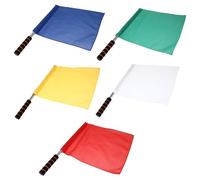 Healeved Lot de 5 Drapeaux D'arbitre Portables 5 Couleurs Solides Haute Visibilité Mâts en Alliage D'aluminium et Poignées Mousse Légers pour Signalisation Sportive et Arbitre de Match