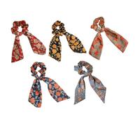 Healeved Lot de 5 Élastiques Cheveux Multifonctions en Tissu Délicat, Motifs Floraux Aléatoires, Couleur Vive Résistante, Taille Moyenne Adaptée à Différents Types de Couleur Aléatoire