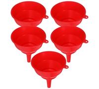Healeved Lot de 5 Entonnoirs Cuisine en Plastique Rouge 10 CM, Grand Entonnoir à Large Ouverture pour Huile Végétale, Versement Anti-Éclaboussures, Résistant à la Chaleur, pour Remplissage