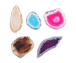 Healeved Lot de 5 Pendentifs Décoratifs en Agate Naturelle Percée Multicolore Petit Format Tranches Fines pour Création de Bijoux DIY Accessoires pour Colliers et Ornements Artisanaux
