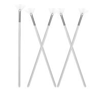 Healeved Lot de 5 Pinceaux Éventail pour Masque Facial Brosses Applicatrices en Fibres Synthétiques Douces Manches Longs Blancs Outils pour Soin du Visage et Application Uniforme des